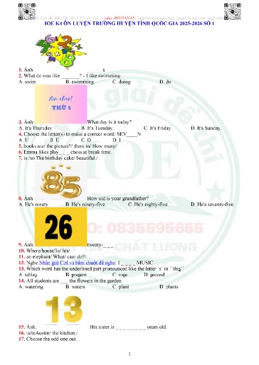 41 Đề thi IOE Lớp 4 ôn luyện các cấp năm học 2025-2026 (Có file nghe & Đáp án)