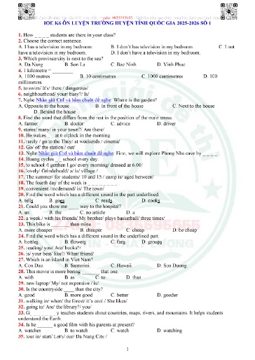 40 Đề thi IOE Lớp 6 ôn luyện các cấp năm học 2025-2026 (Có file nghe & Đáp án)